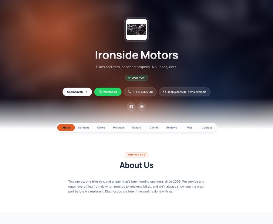 A Business Lane website built for auto repair shops
