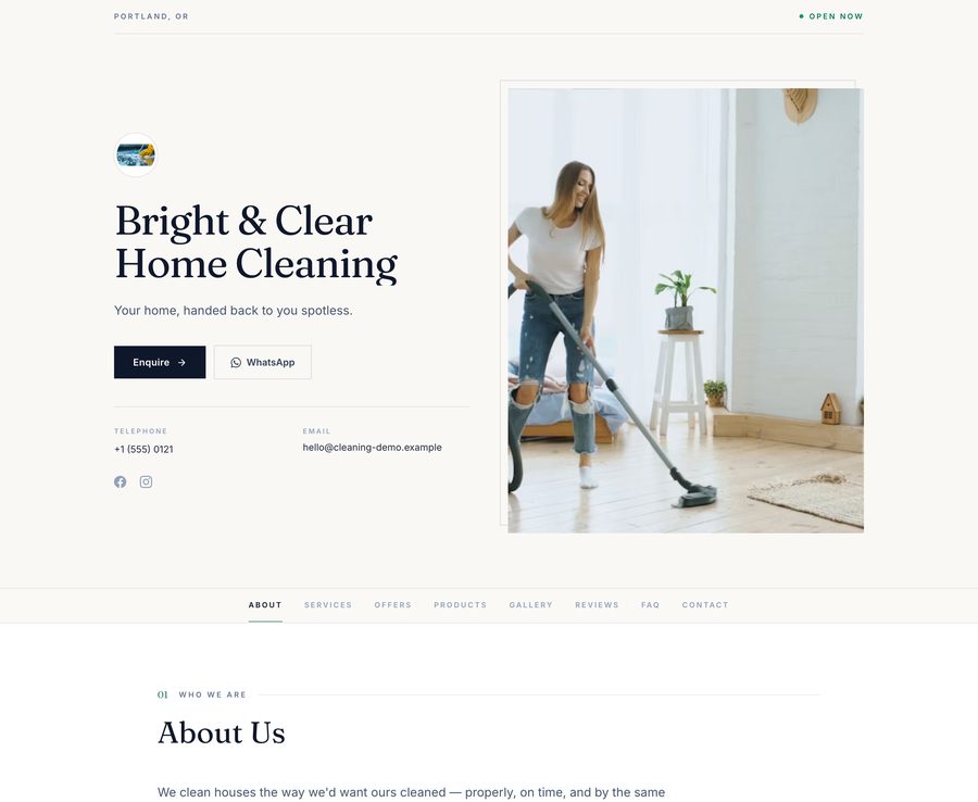 A Business Lane website built for cleaning services