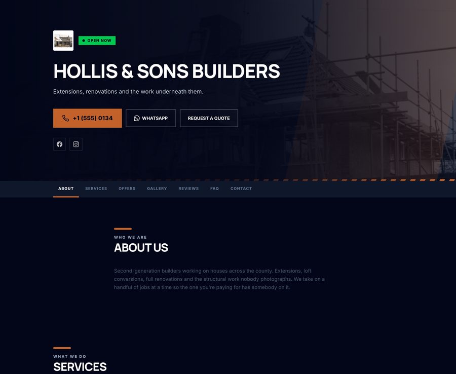 A Business Lane website built for contractors & trades
