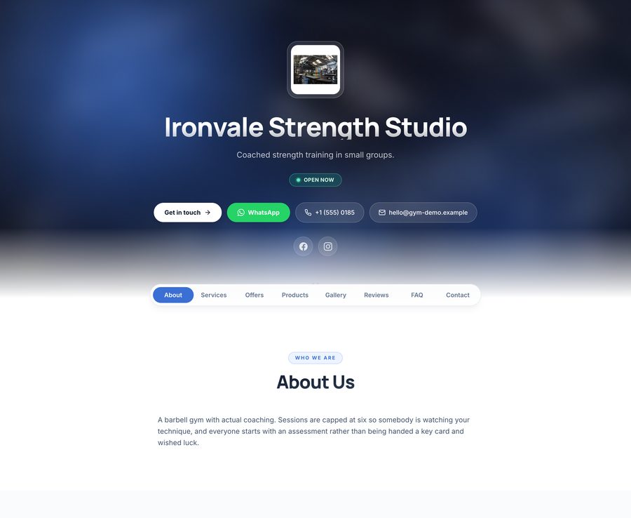 A Business Lane website built for fitness studios