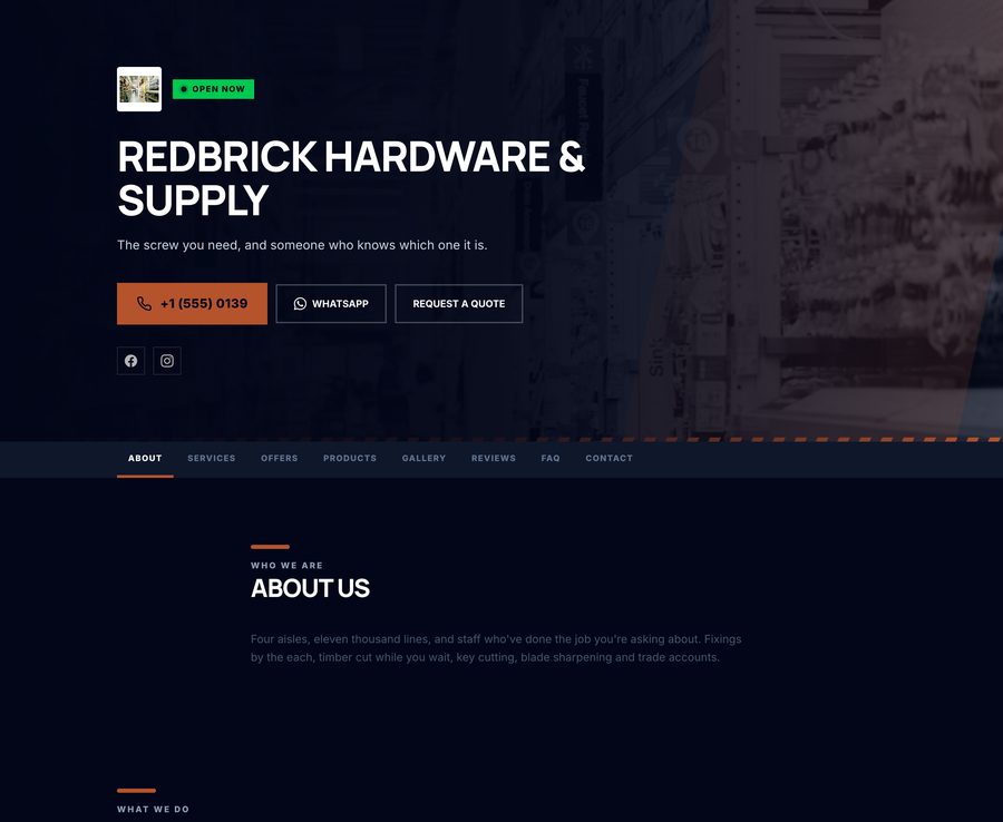 A Business Lane website built for hardware & diy stores