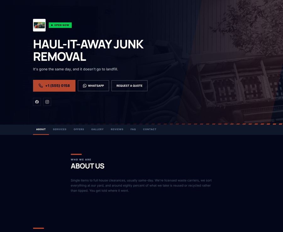 A Business Lane website built for junk removal