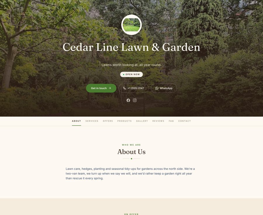 A Business Lane website built for lawn & garden care