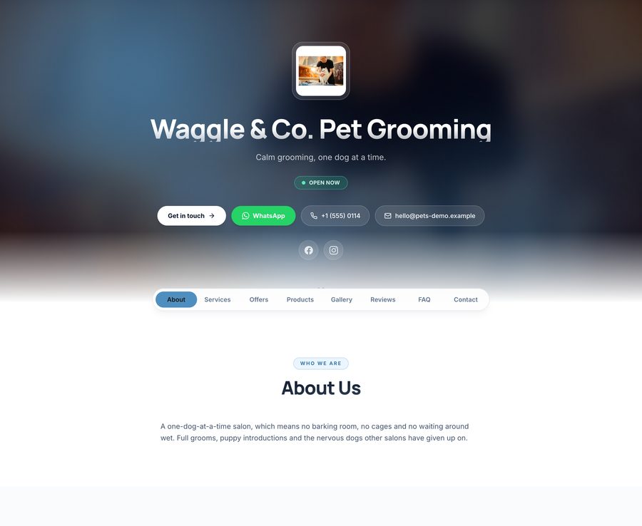 A Business Lane website built for pet services