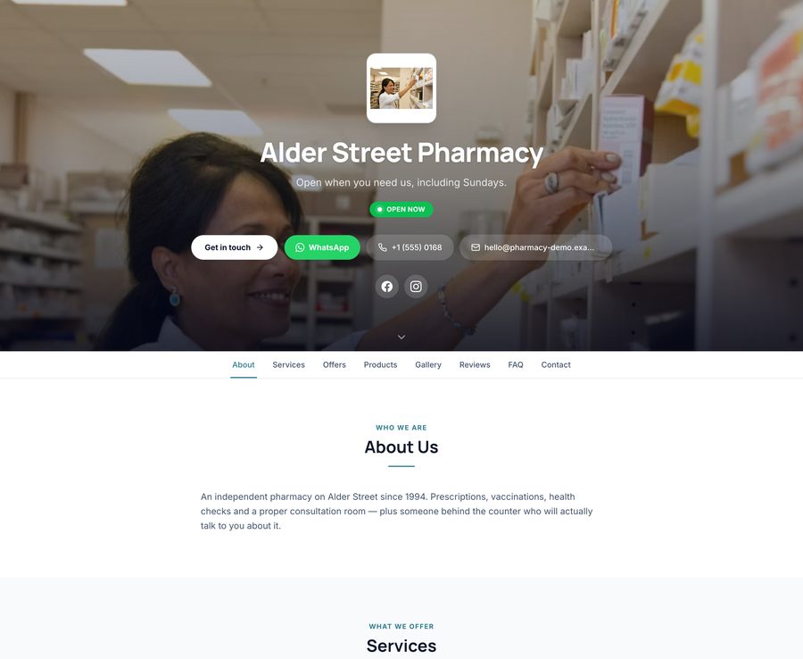 A Business Lane website built for pharmacies & health stores